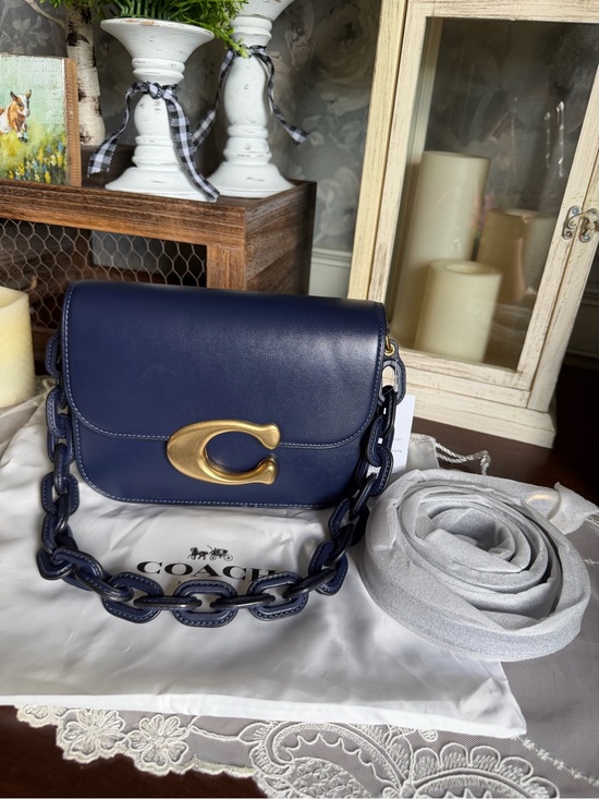 Coach Handbags - NWT Coach Navy Luxe Refined Calf Leather Idol Snakeskin Shoulder Crossbody Bag